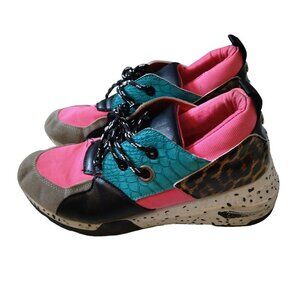 Top Moda Healy 3" Wedge Women's Size 6.5 Multicolored Platform Sneakers Shoes